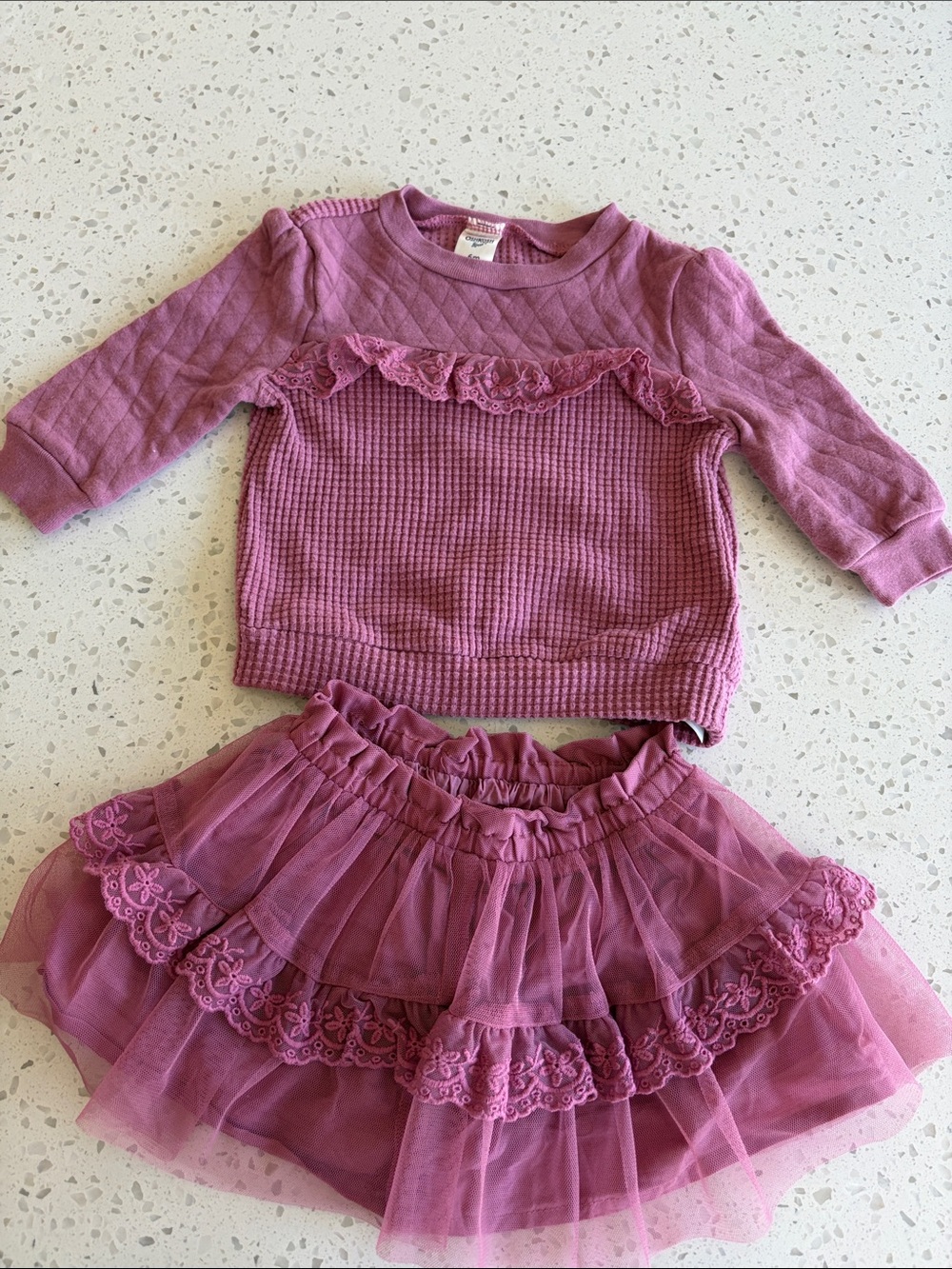 OshKosh B'gosh Mauve Pink Quilted Top and Tulle Skirt Set
